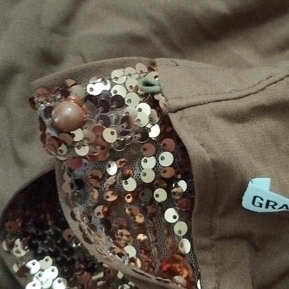 Grace Karin Halter Sequin Ruched Tank Cami Sleeveless Sparkly METALLIC BROWN New - Picture 13 of 16